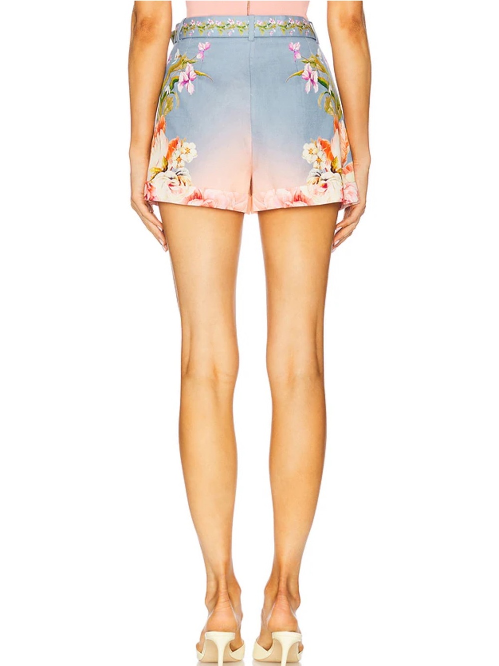 Hemant & Nandita Short With Buckle Belt in Pink Blue Mix Floral size Large NEW - Picture 4 of 10